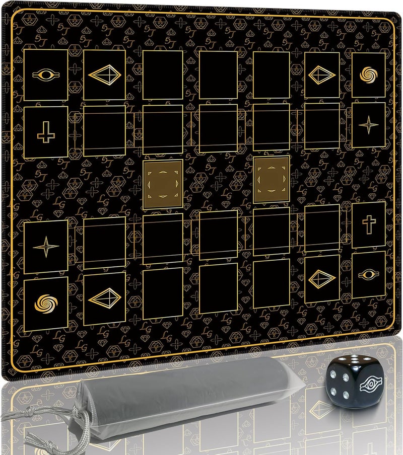 Extalas Stitched for Yugioh Playmat, 2-Player, Master Rule Duel Field Zones, Large Card Game Mat, Original Art Designs & Accessories (Golden) - Image 1